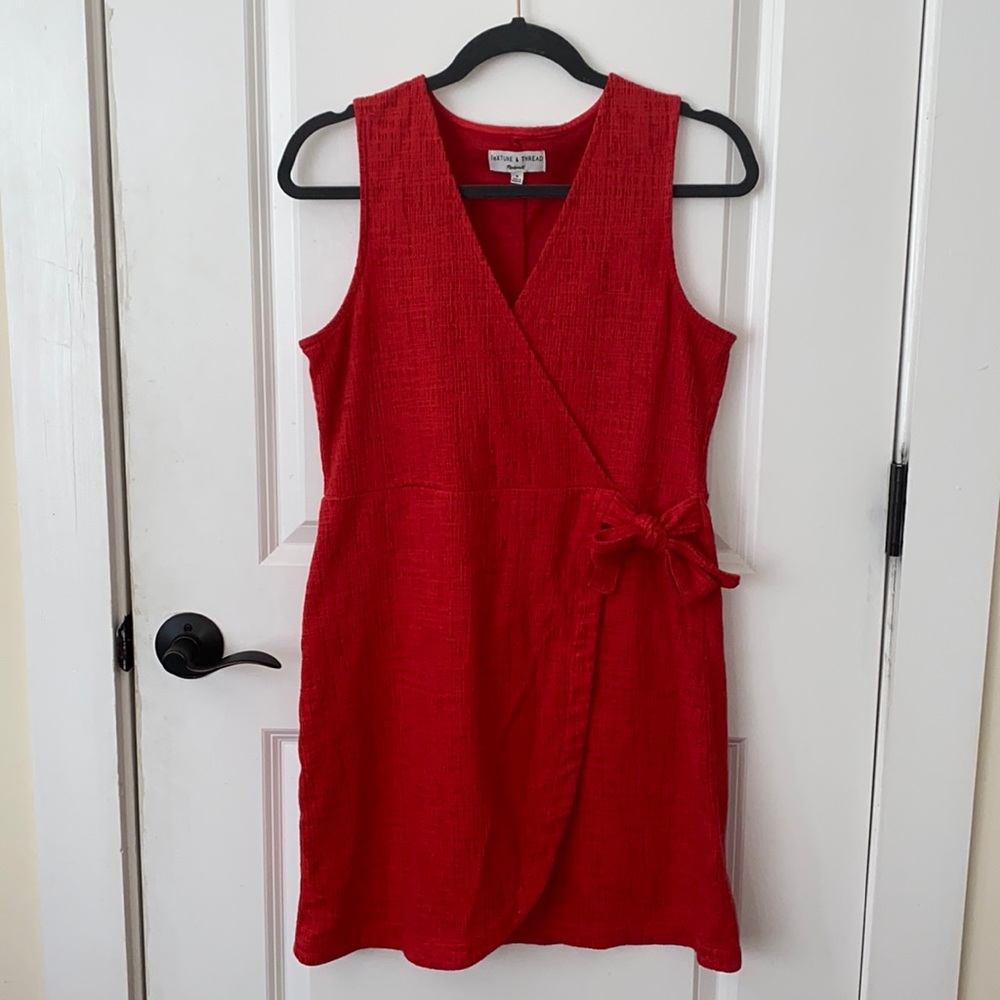 Madewell Texture and Thread Red Wrap Dress